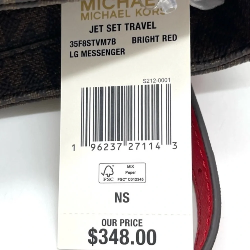 Michael Kors Large Messenger Crossbody Bag Brown/Red (NWT)